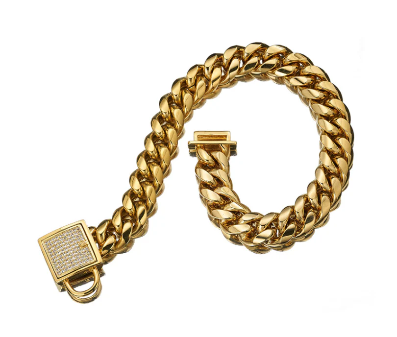 Stylish Stainless Steel Dog Cat Collar | Gold-Tone Chain Design - Image 5